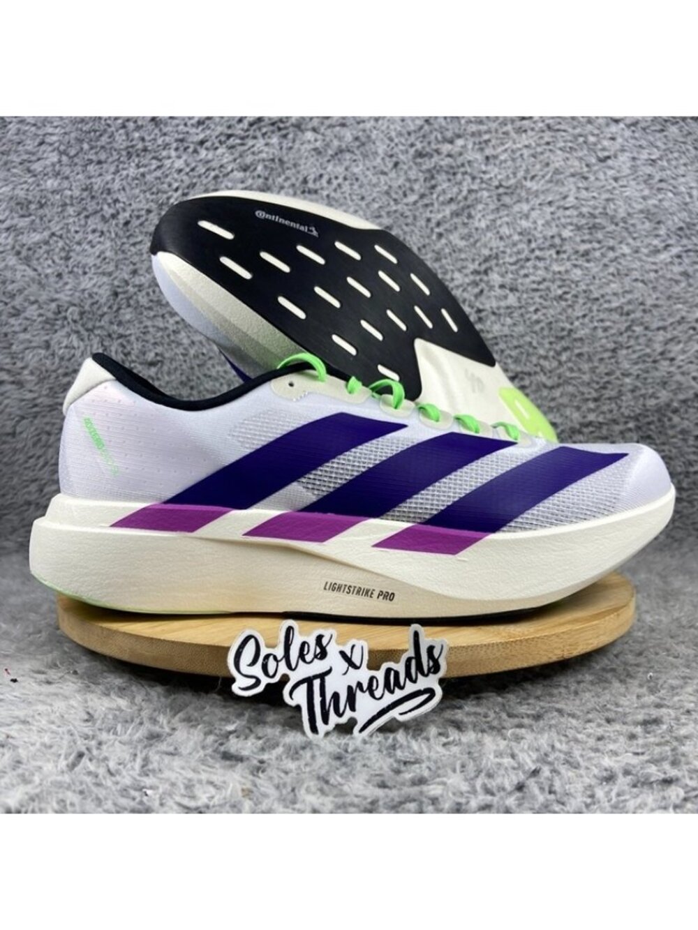 Adidas Adizero Evo SL Size 12 Men Running White Purple Lime Blast JS4495